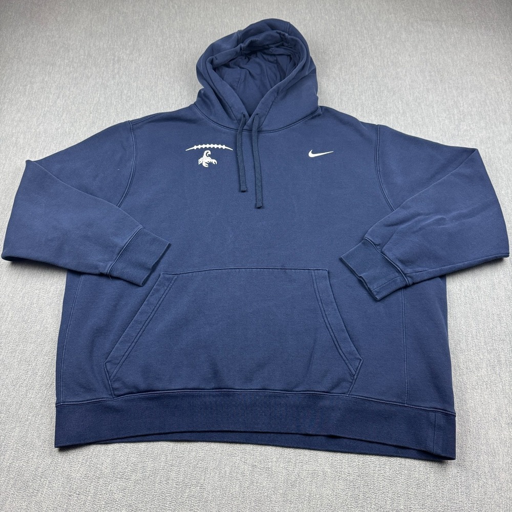 Nike Sportswear Club Hoodie Mens 2XL Blue Pullover Training Fleece Sweatshirt